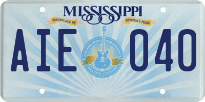 MS license plate AIE040