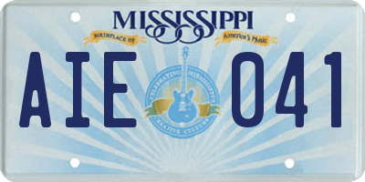 MS license plate AIE041