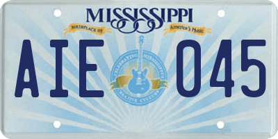 MS license plate AIE045