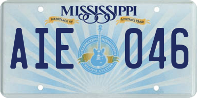 MS license plate AIE046