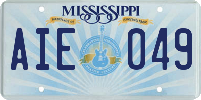 MS license plate AIE049