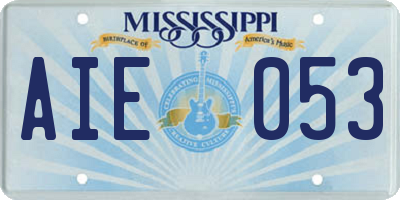 MS license plate AIE053