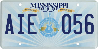 MS license plate AIE056