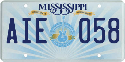 MS license plate AIE058