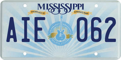 MS license plate AIE062