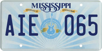 MS license plate AIE065