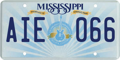 MS license plate AIE066