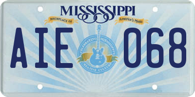 MS license plate AIE068