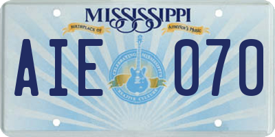 MS license plate AIE070