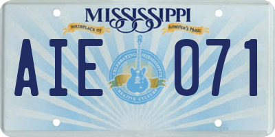 MS license plate AIE071