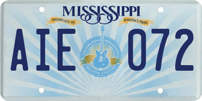 MS license plate AIE072