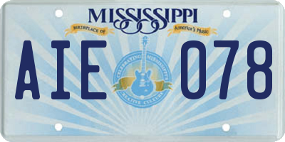 MS license plate AIE078