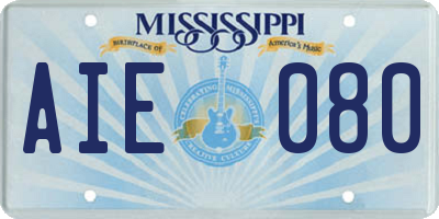 MS license plate AIE080