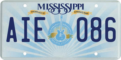 MS license plate AIE086