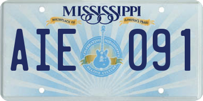 MS license plate AIE091