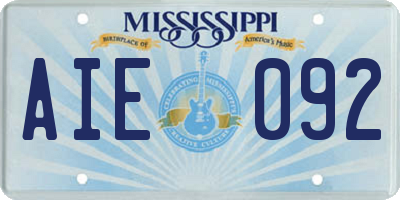 MS license plate AIE092