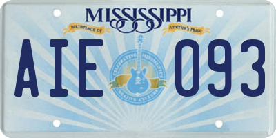 MS license plate AIE093