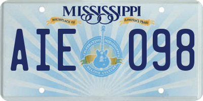 MS license plate AIE098