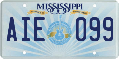 MS license plate AIE099