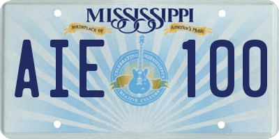 MS license plate AIE100