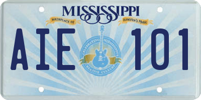 MS license plate AIE101