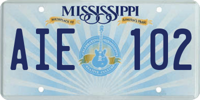 MS license plate AIE102