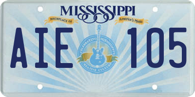 MS license plate AIE105