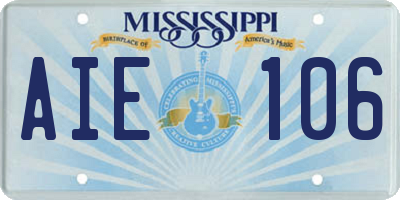 MS license plate AIE106