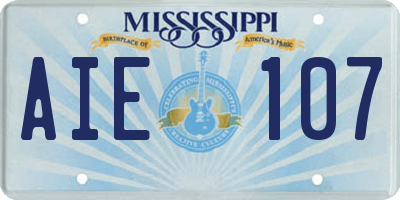 MS license plate AIE107