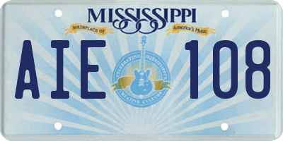 MS license plate AIE108