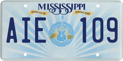 MS license plate AIE109