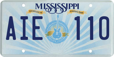 MS license plate AIE110