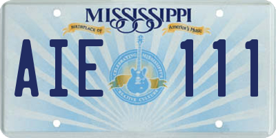 MS license plate AIE111