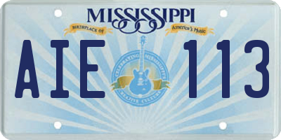MS license plate AIE113