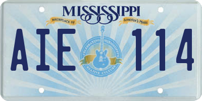 MS license plate AIE114