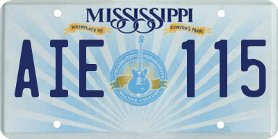 MS license plate AIE115