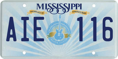 MS license plate AIE116