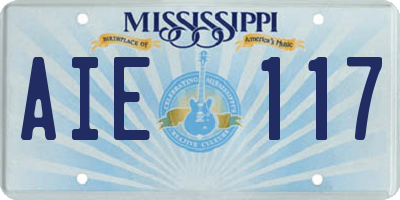 MS license plate AIE117