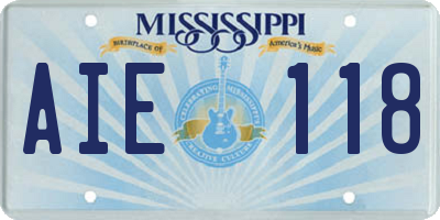MS license plate AIE118