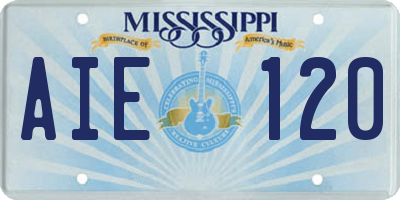 MS license plate AIE120