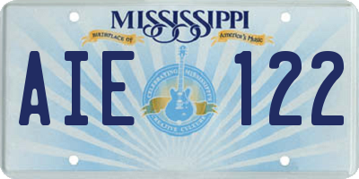 MS license plate AIE122