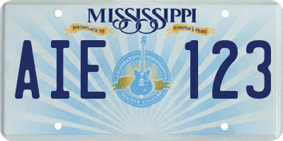 MS license plate AIE123
