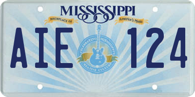 MS license plate AIE124