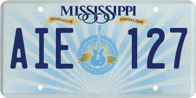 MS license plate AIE127