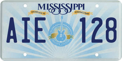 MS license plate AIE128