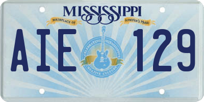 MS license plate AIE129