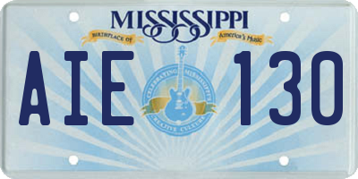 MS license plate AIE130