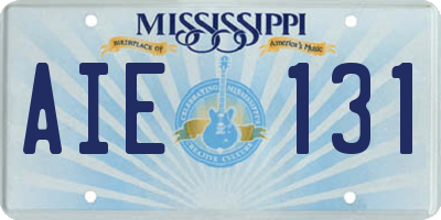 MS license plate AIE131