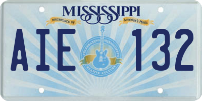 MS license plate AIE132