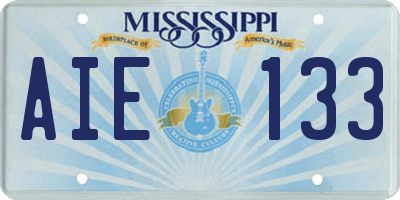 MS license plate AIE133